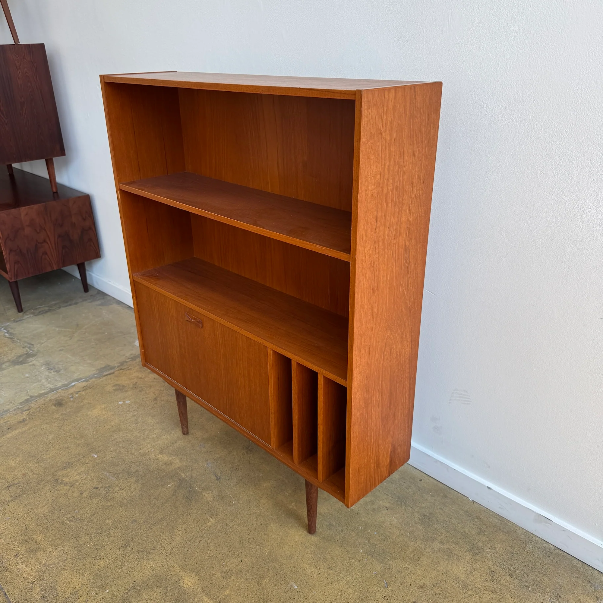 Danish Teak Cabinet with Drop-Front Bar and Dividers, 1960s - Image 3