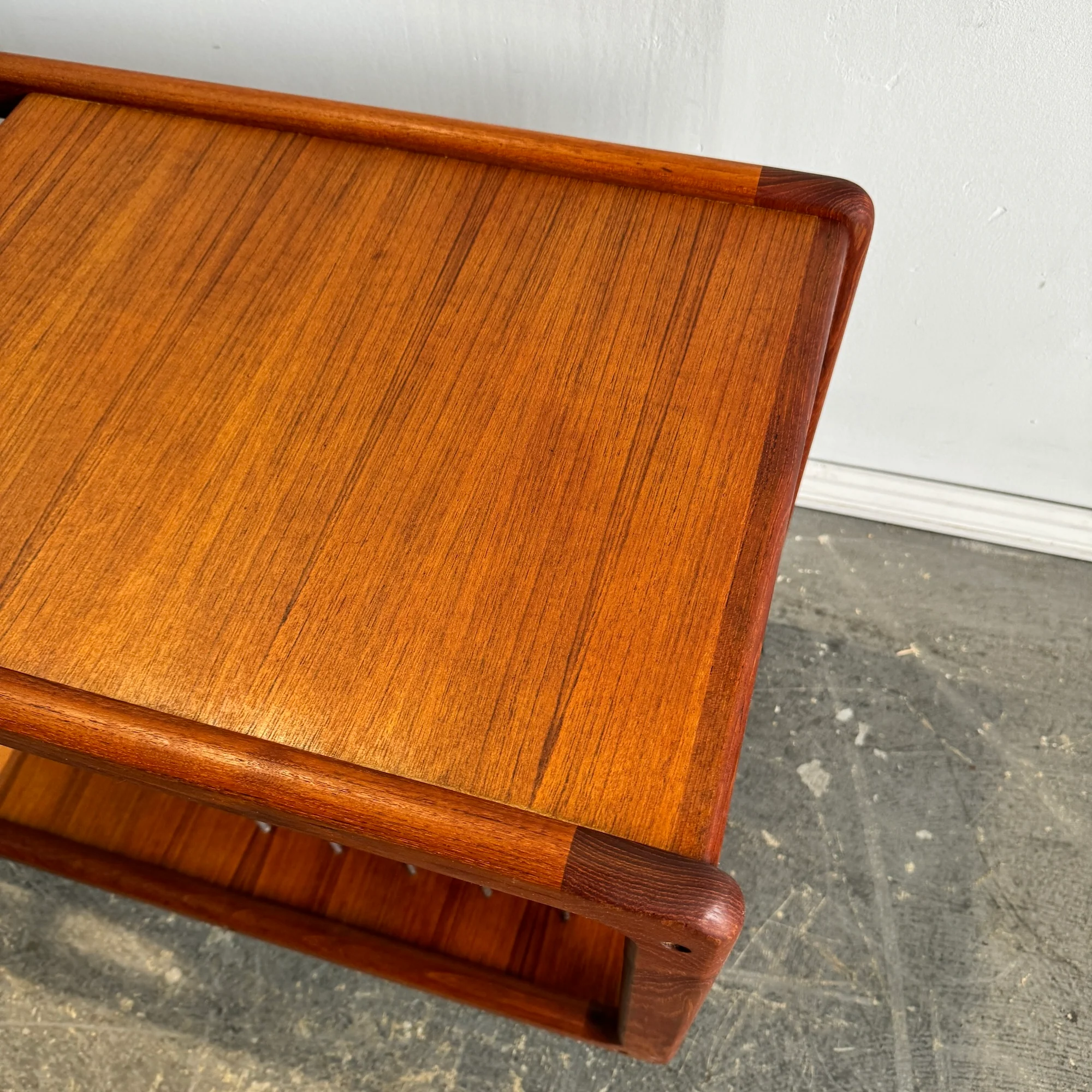 Danish Vintage teak and leather magazine trolley - Image 10
