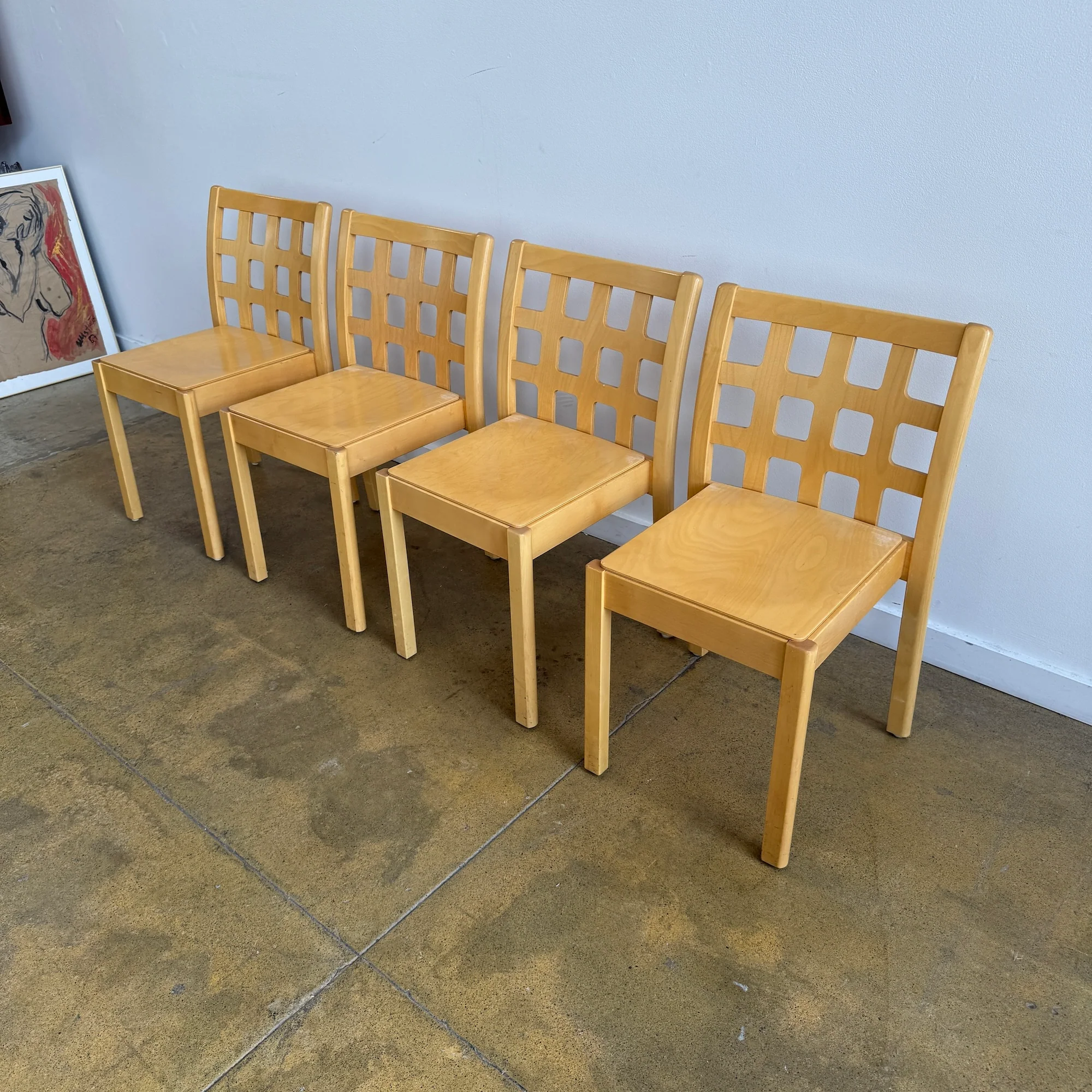Eero Aarnio Set of 4 “Ruuto” Birchwood Dining Chairs for Asko, 1990s - Image 4