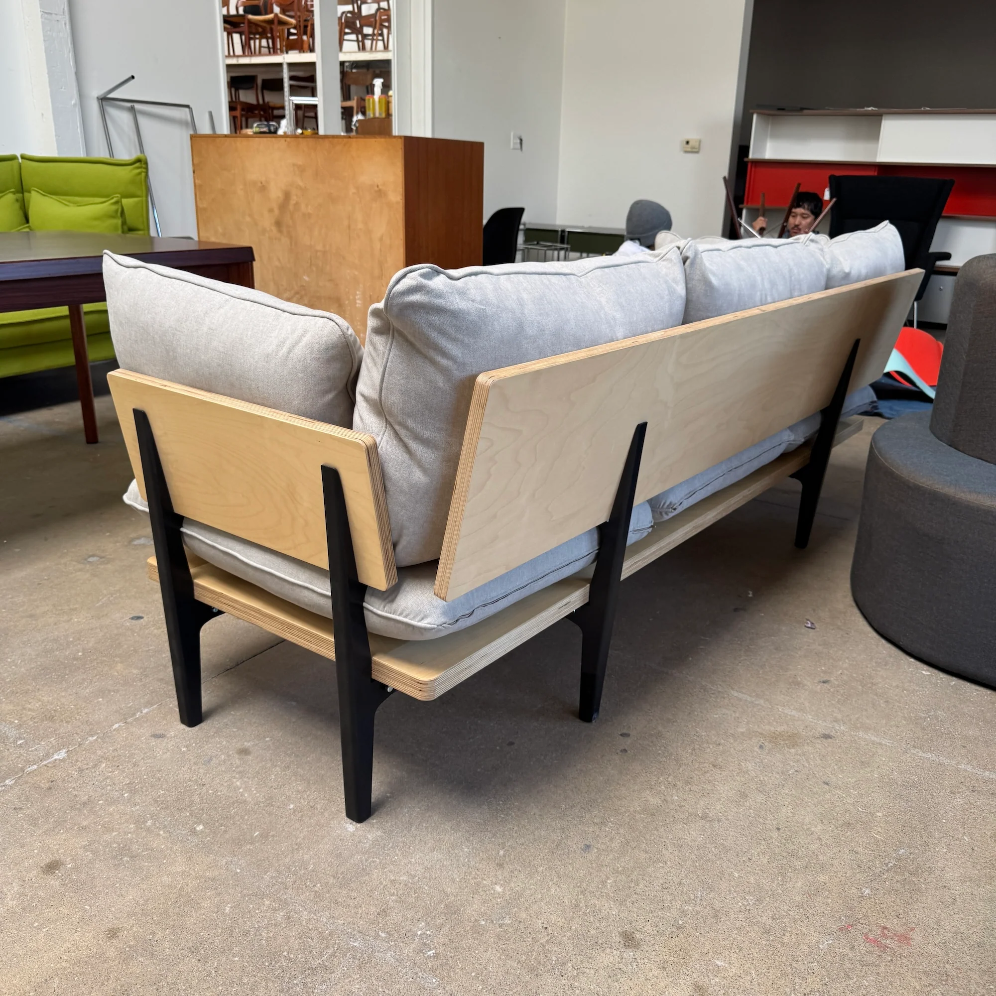 Floyd Three-Seater Sofa in Birch and Light Grey Upholstery - Image 4