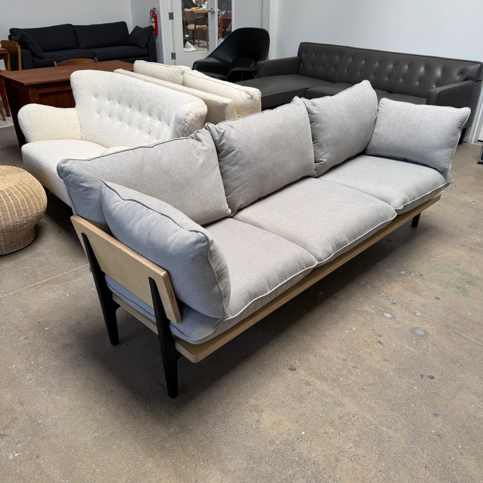 Floyd Three-Seater Sofa in Birch and Light Grey Upholstery - Image 5