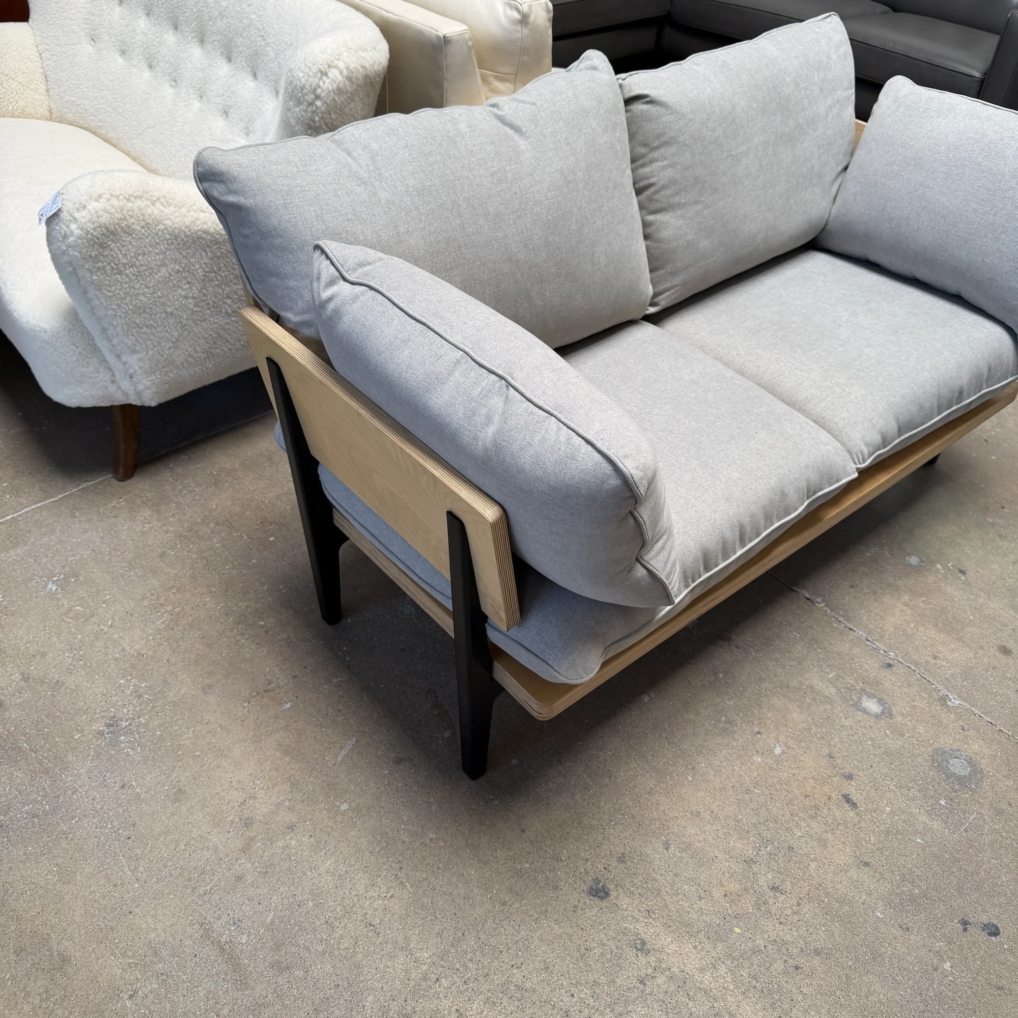 Floyd Two-Seater Sofa in Birch and Light Grey Upholstery - Image 4