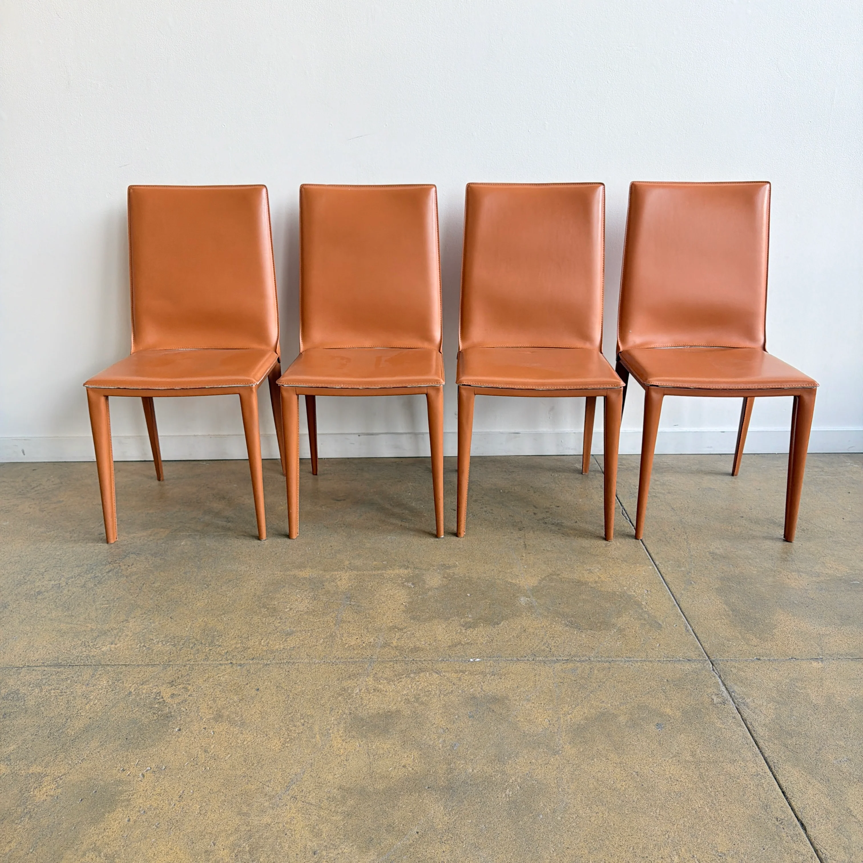 Frag Italian Bottega Leather Dining Chair - Set of 4