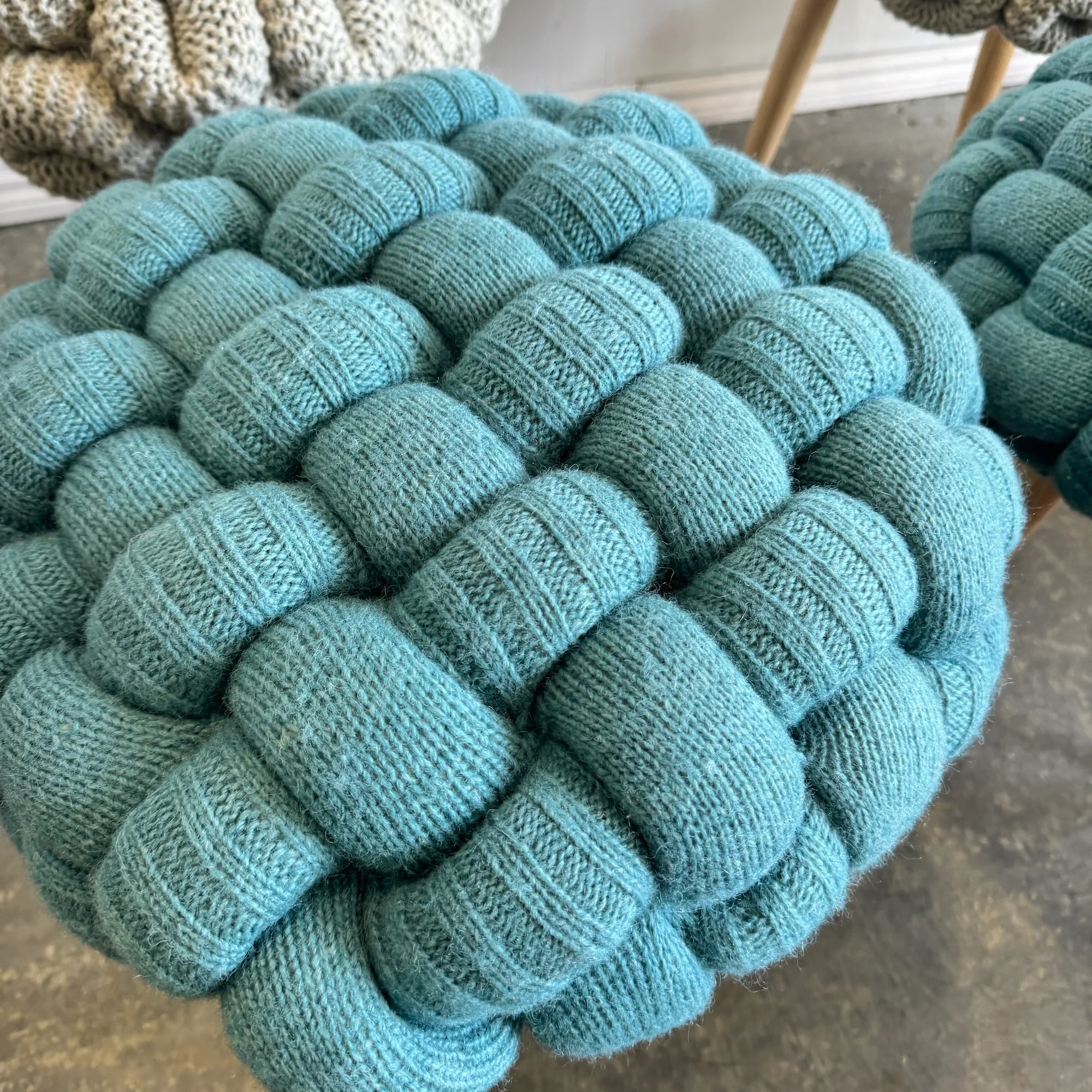 GAN RUGS Knitted Rings Grey Stool - Image 6