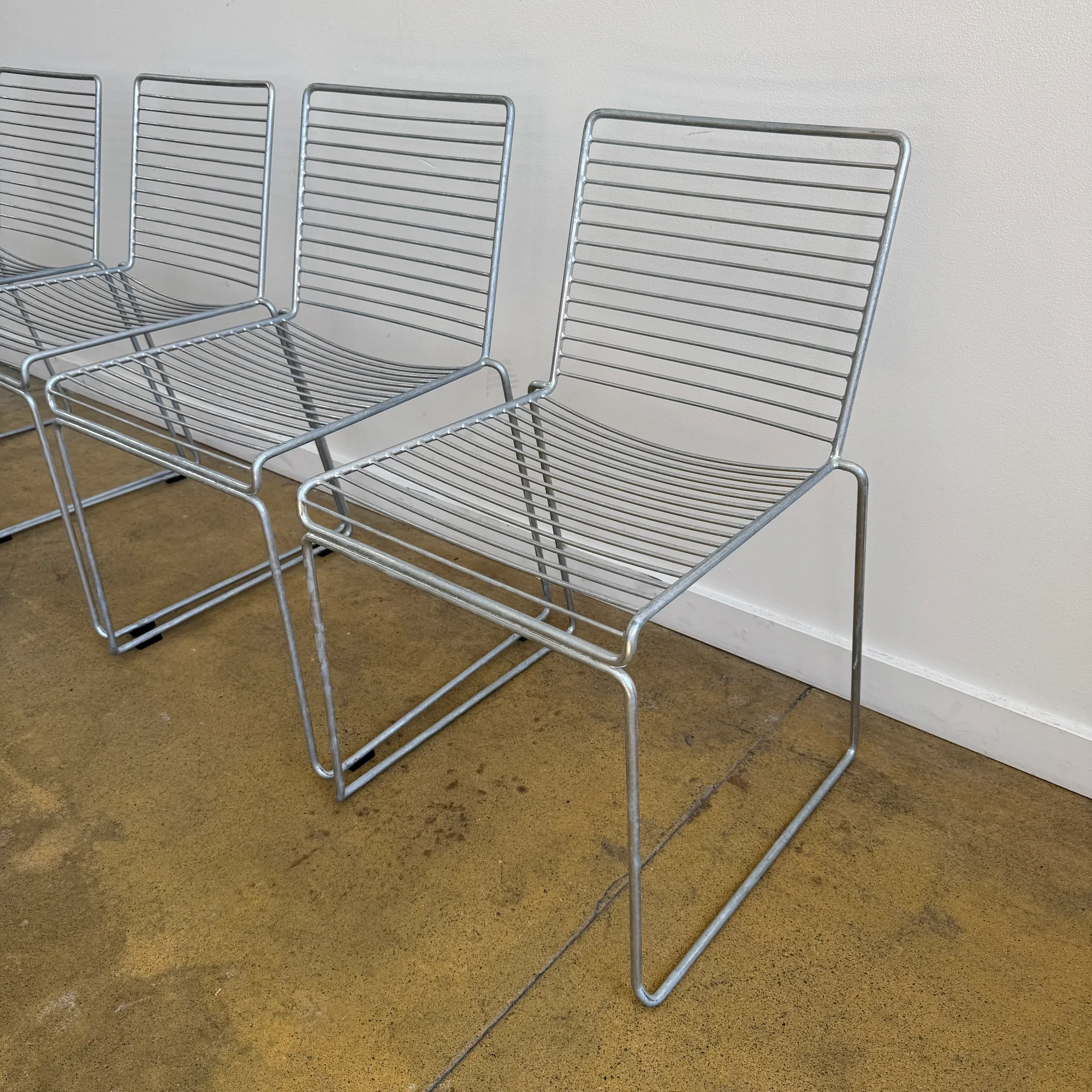 HAY Hee Galvanized Steel Indoor/ Outdoor Stacking 4 Chairs - Image 6