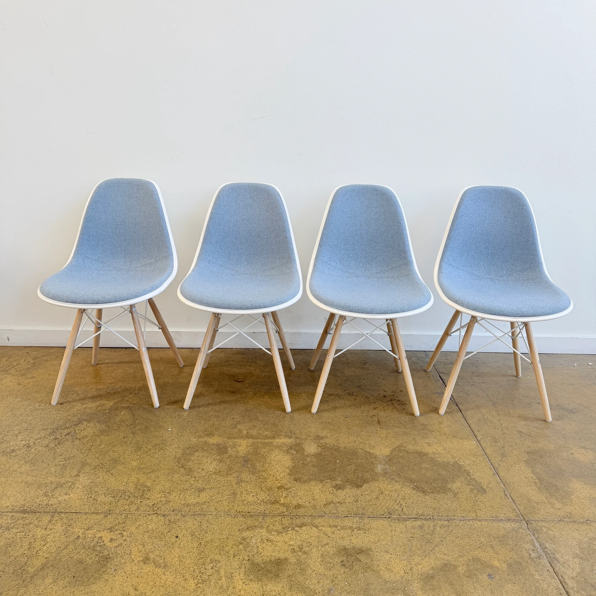 Herman Miller Eames Upholstered Side Chair with Wood Base - Set of 4