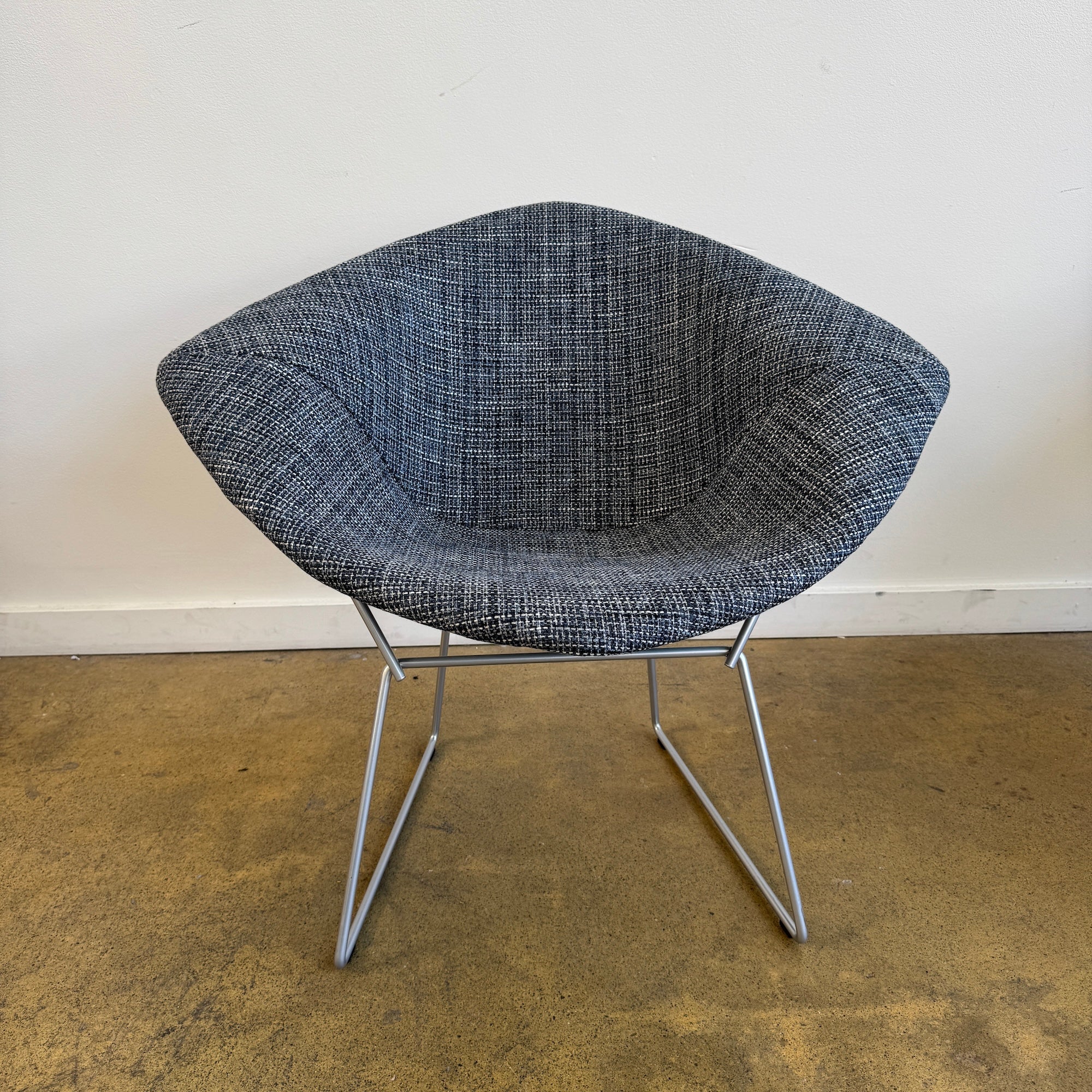 Knoll® Bertoia Diamond Lounge Chair- Full Cover (DesignTex Blue Tweed Fabric) - Image 3