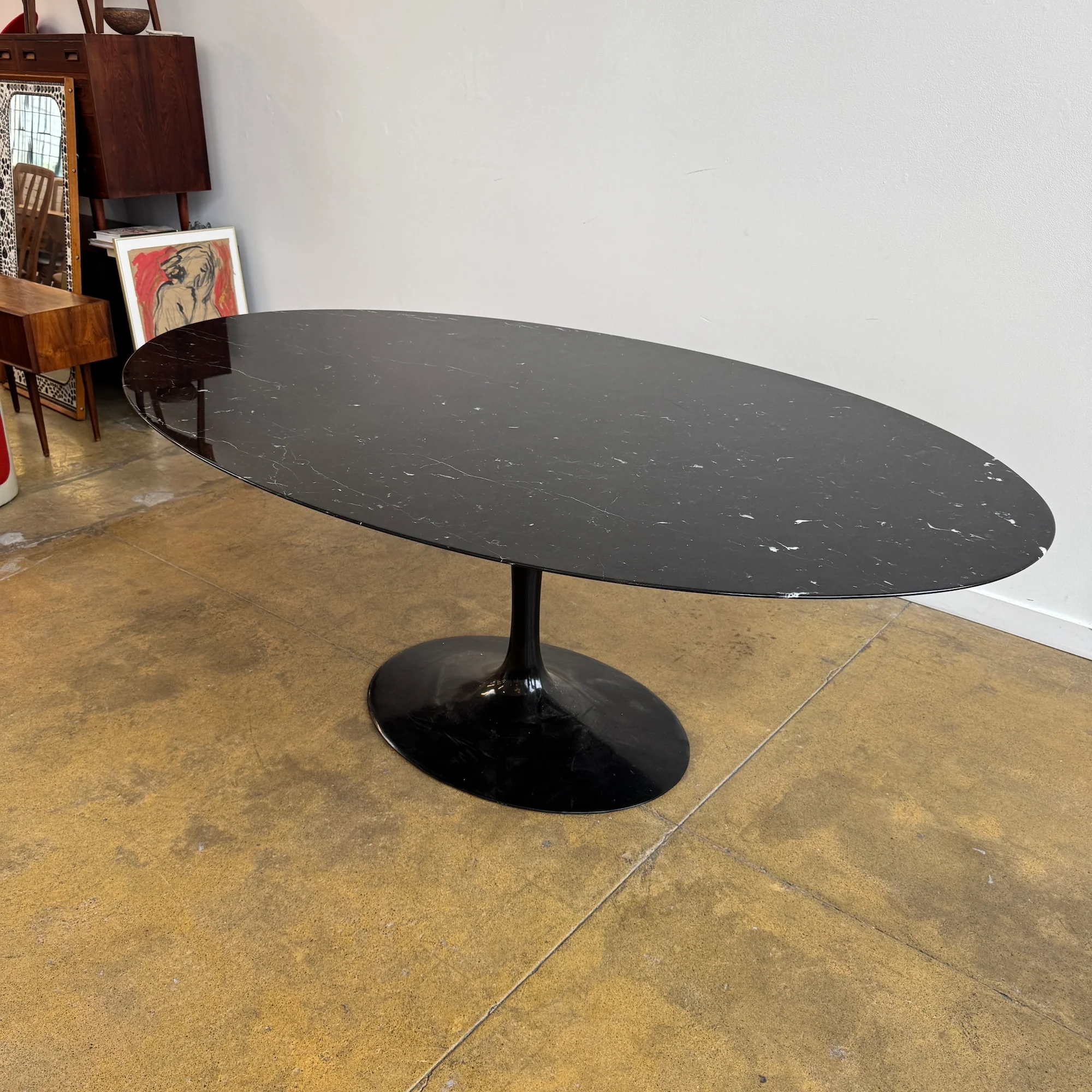 Knoll® Saarinen Oval 78' Nero Marquina  Dining Table - Image 3