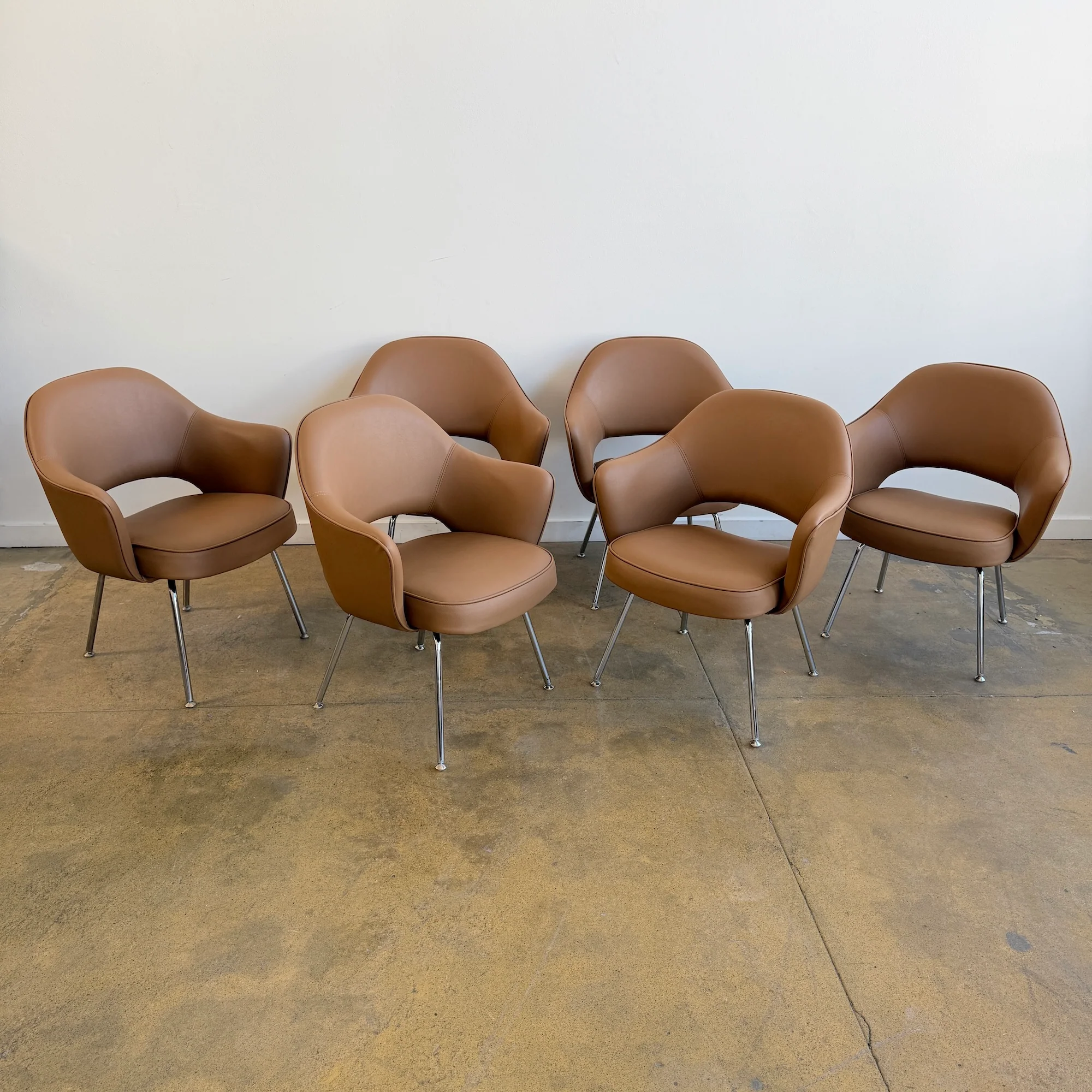 Knoll Eero Saarinen Executive Leather Armchairs - Set of 6 - Image 3