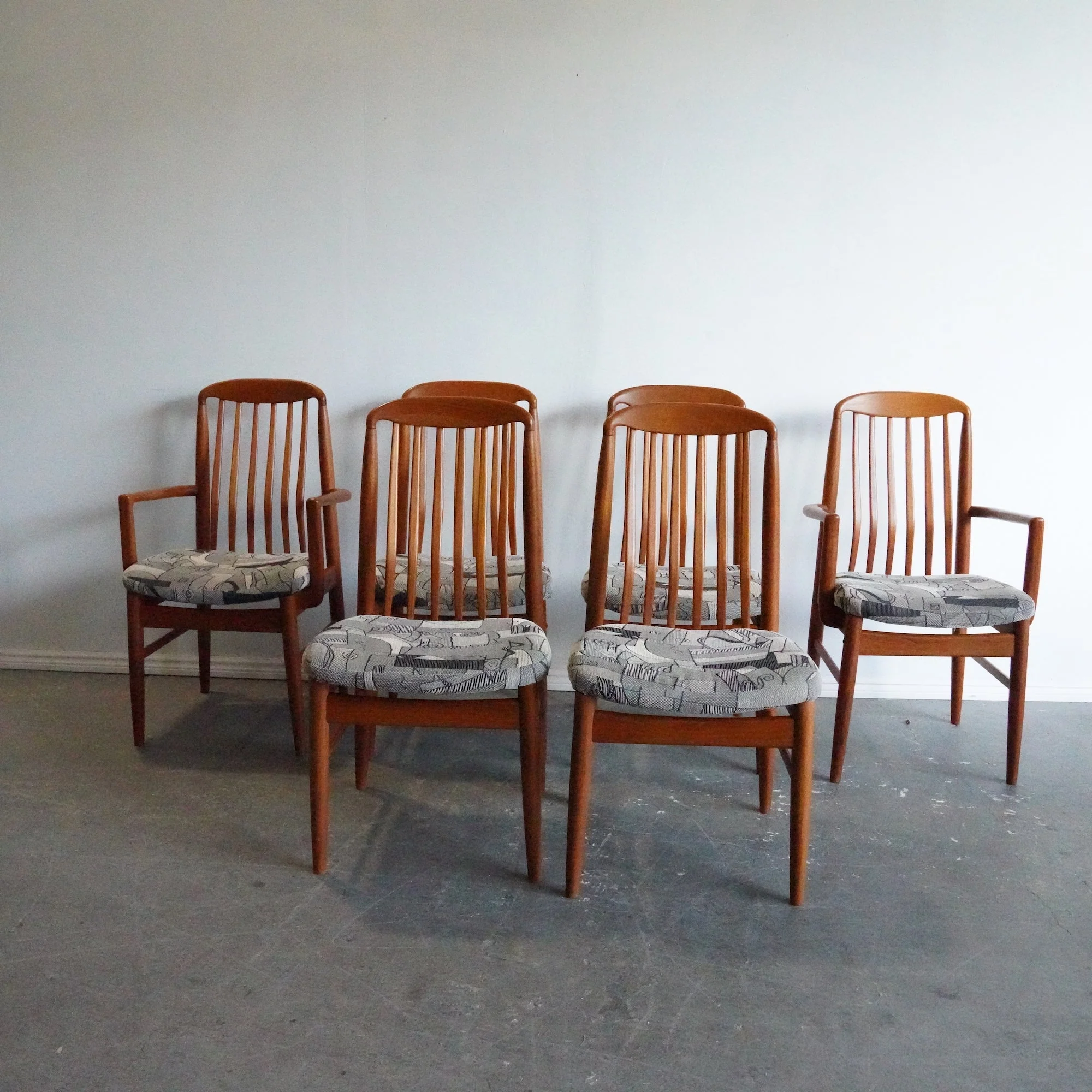 Mid Century Modern (Set of 6) teak dining chairs by Benny Linden - Image 2