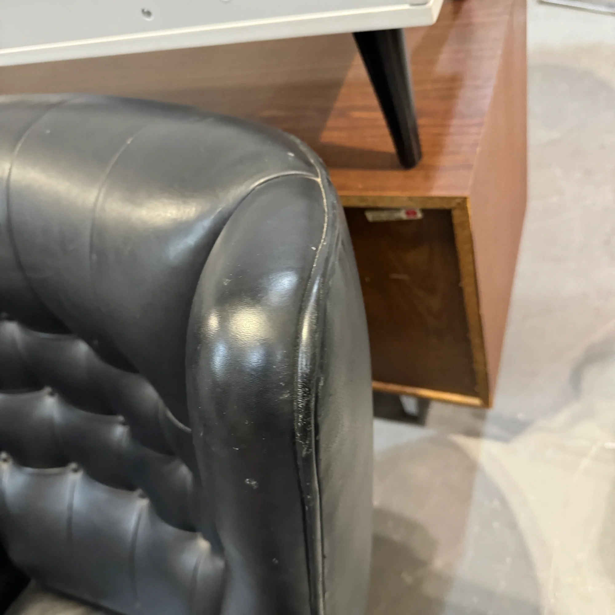 Modernica Papa Bear Chair with ottoman in leather upholstery - Image 7