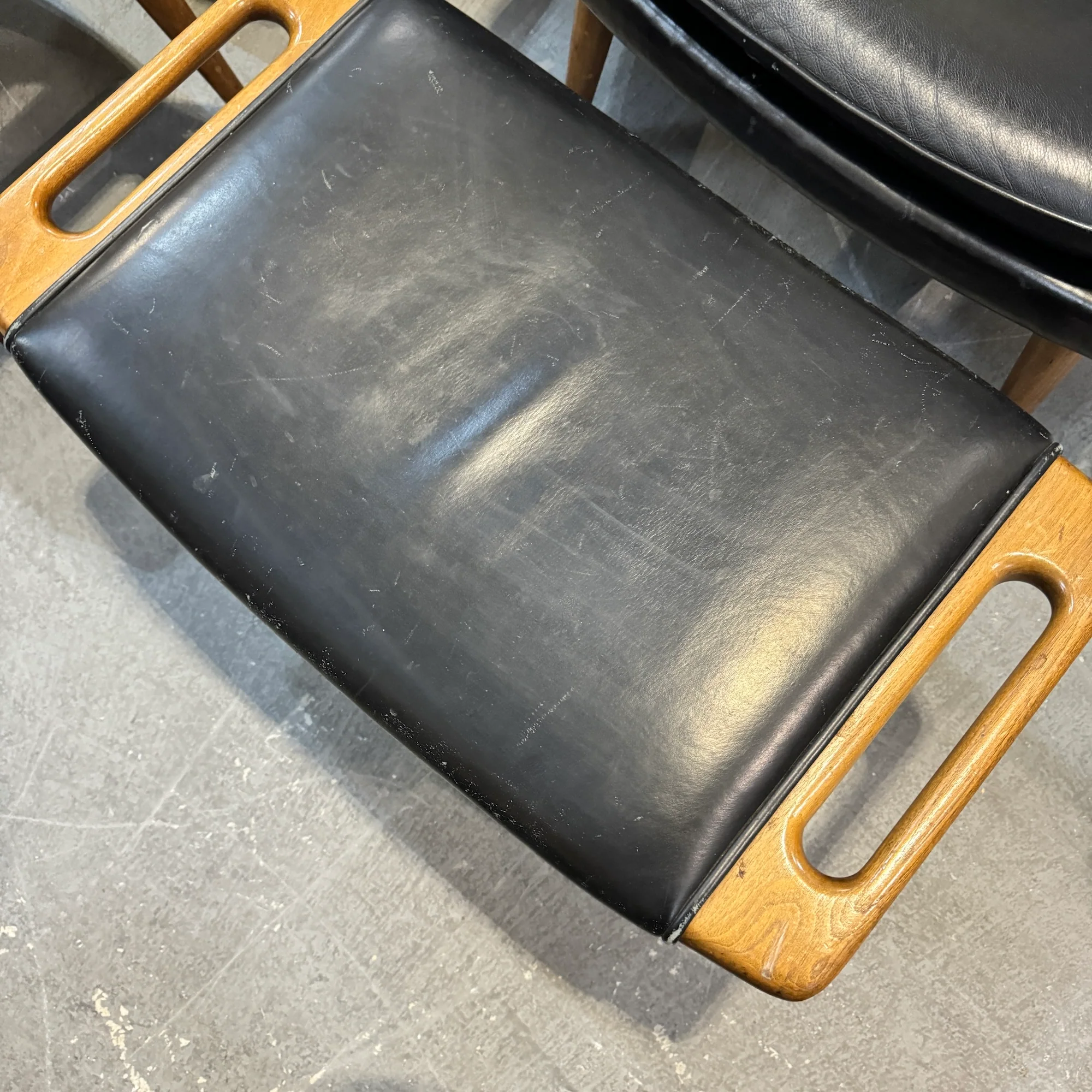 Modernica Papa Bear Chair with ottoman in leather upholstery - Image 9