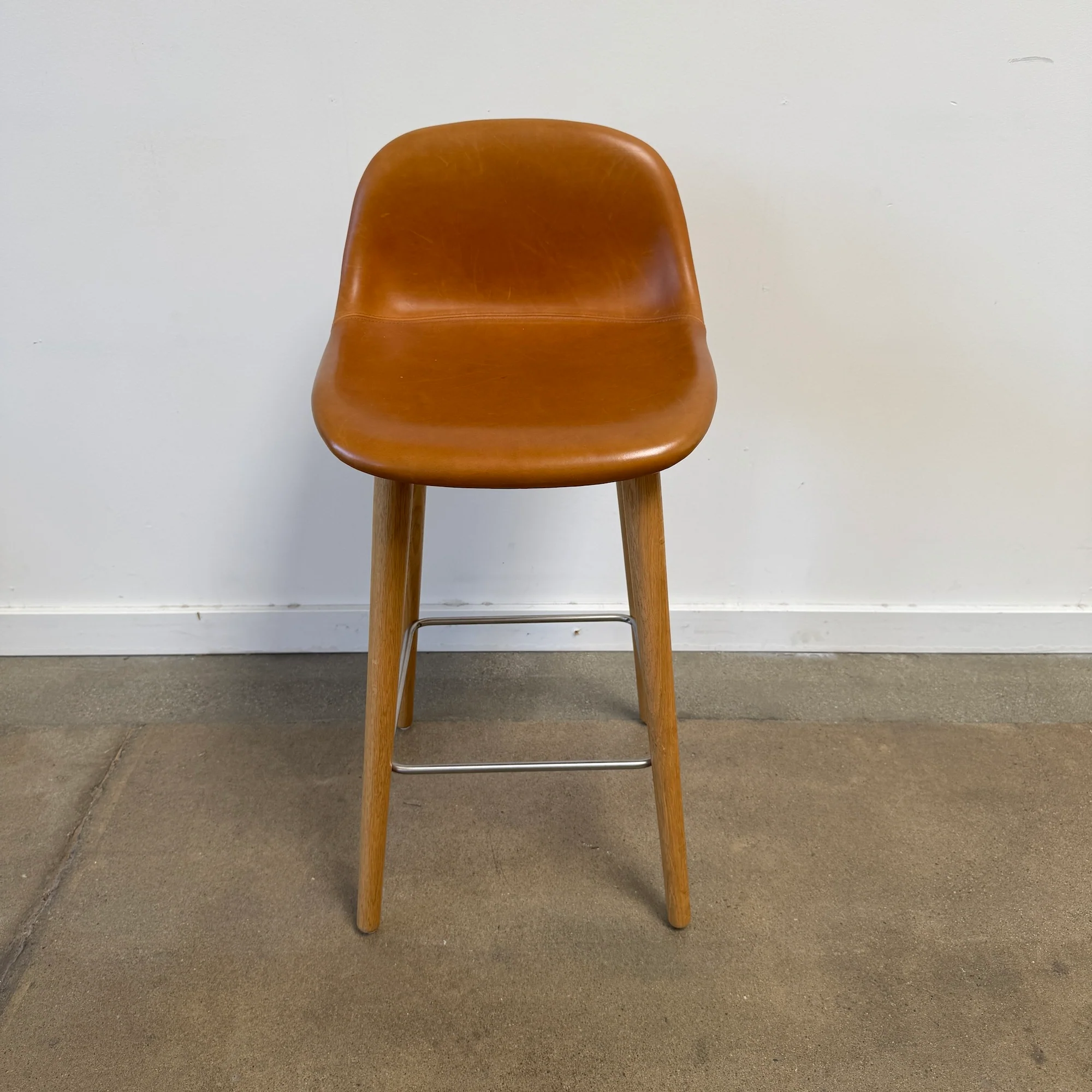 Muuto Fiber Single leather Counter Stool - Image 2