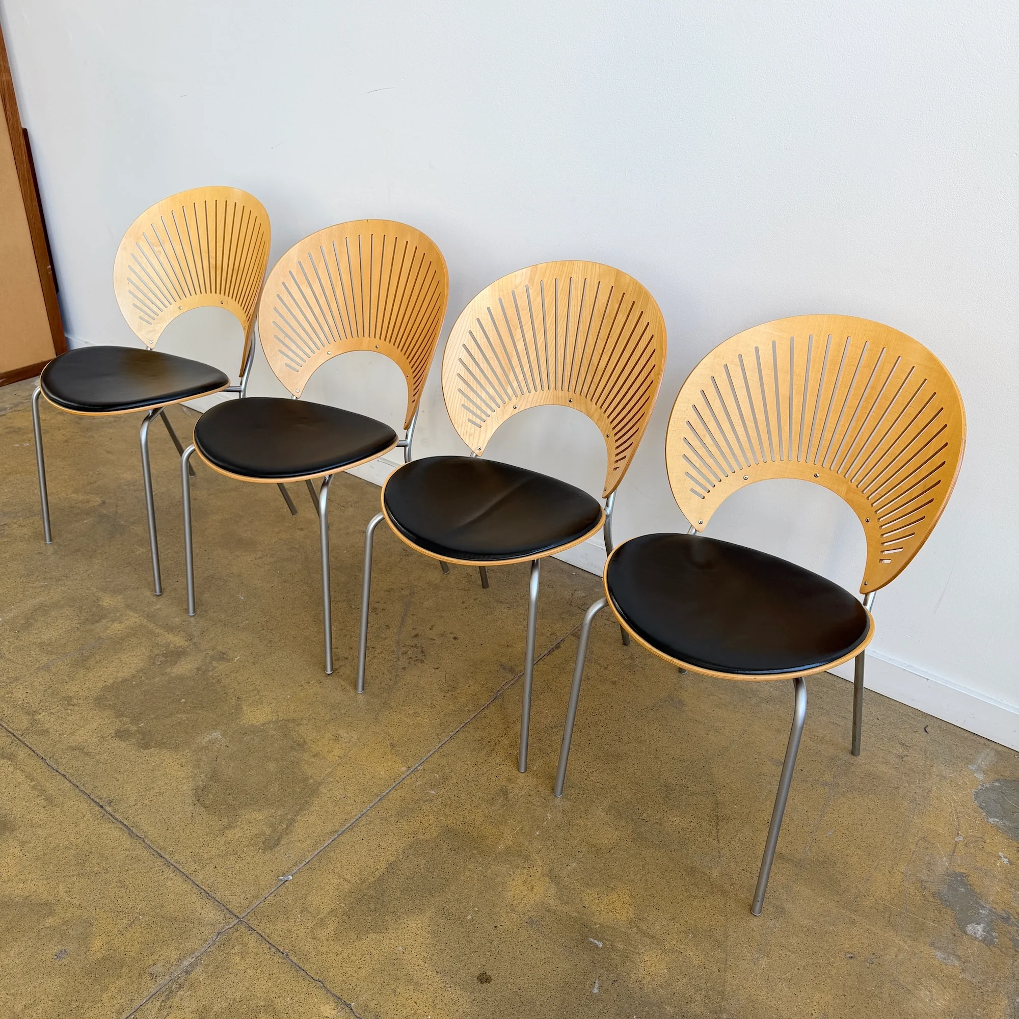 Nanna Ditzel Iconic Trinidad Leather Upholstered "4 Dining Chairs" by Fredericia - Image 3