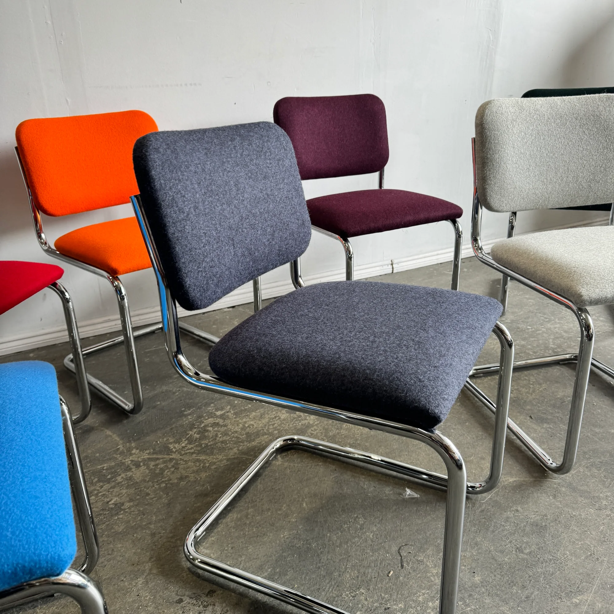 New! Knoll Mercel Breuer Set of 8 Multi color Kvadrat fabric dining chairs - Image 2