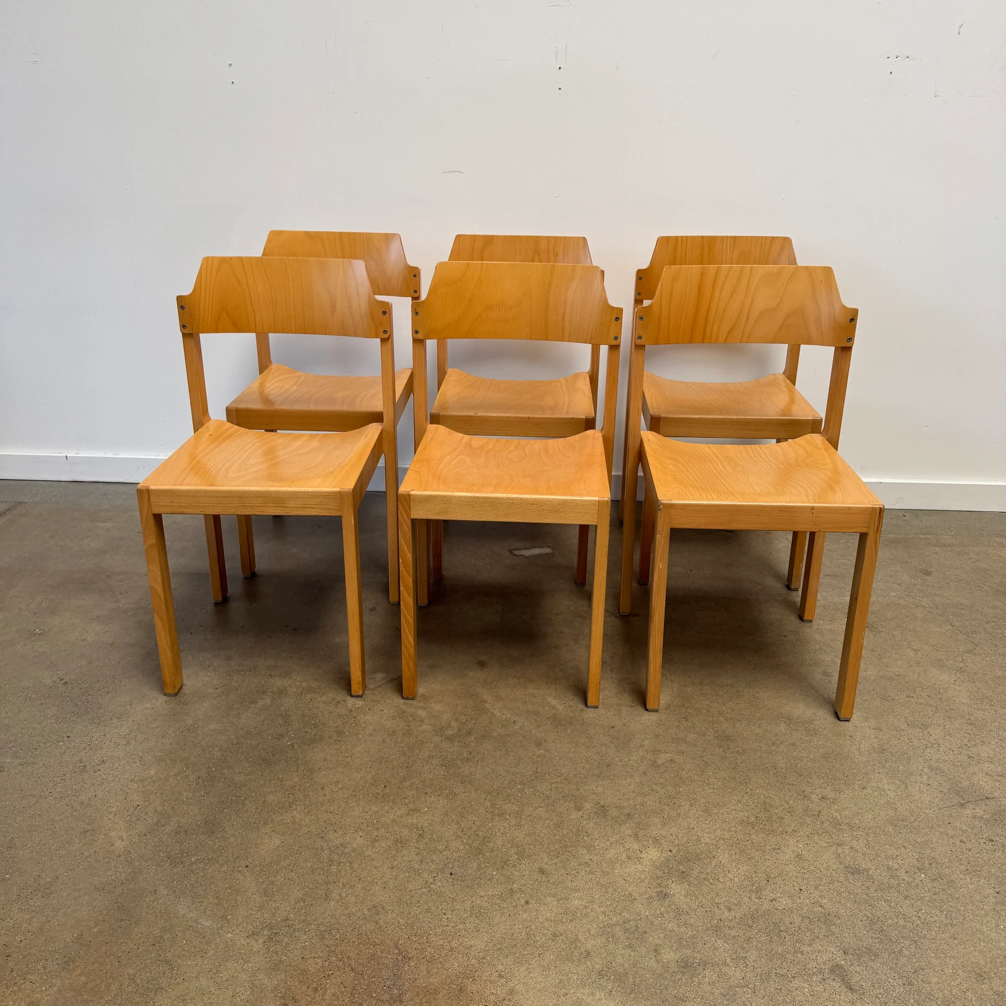 Rainer Schell for Schlapp, Set of 6 "Model 101 / Canto" Stacking Chairs, Germany, 1960s