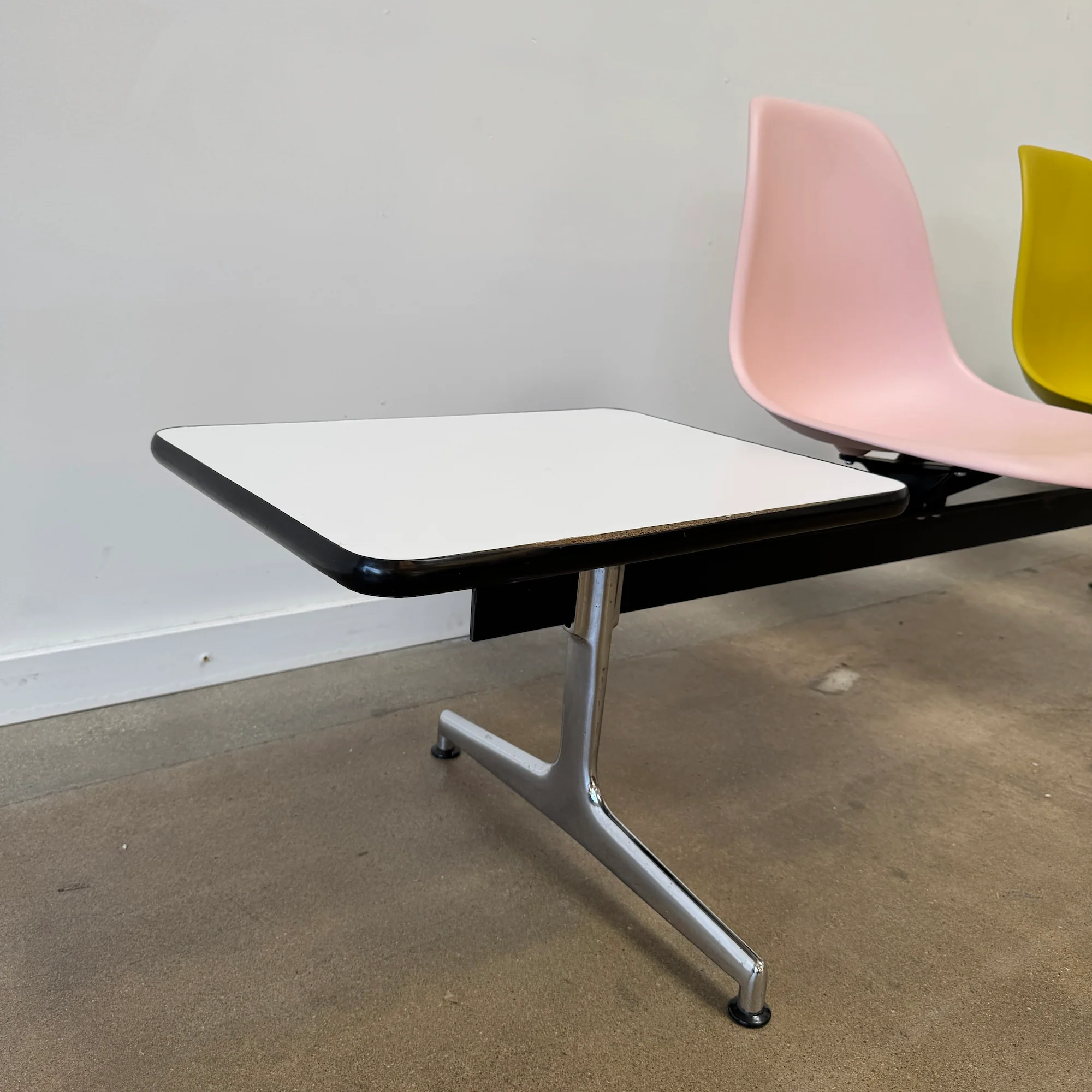 Rare! Eames Aluminum Tandem 3 Seater Bench + Table by Vitra - Image 3