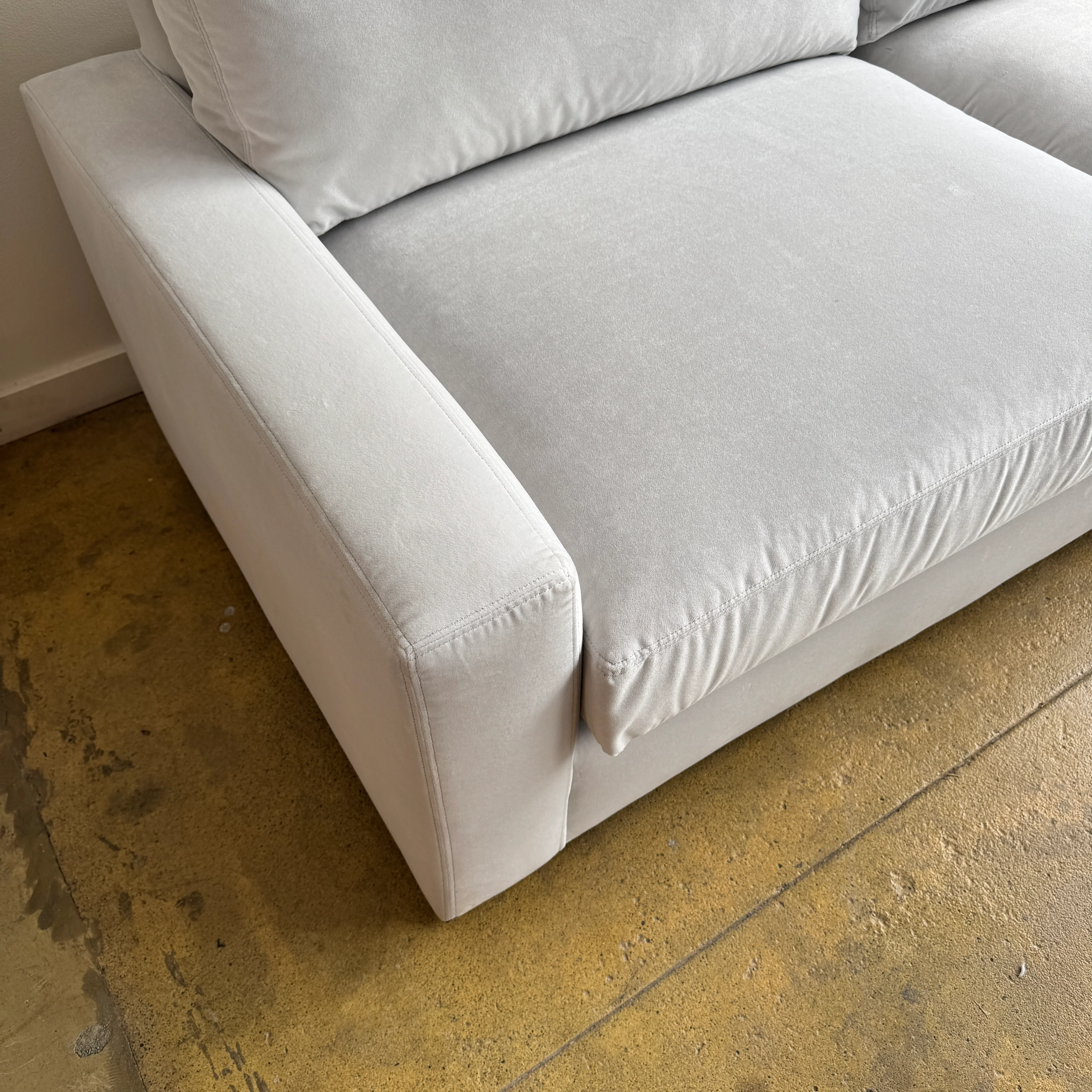 Restoration Hardware Maxwell performance Velvet Sofa (Like New) - Image 4