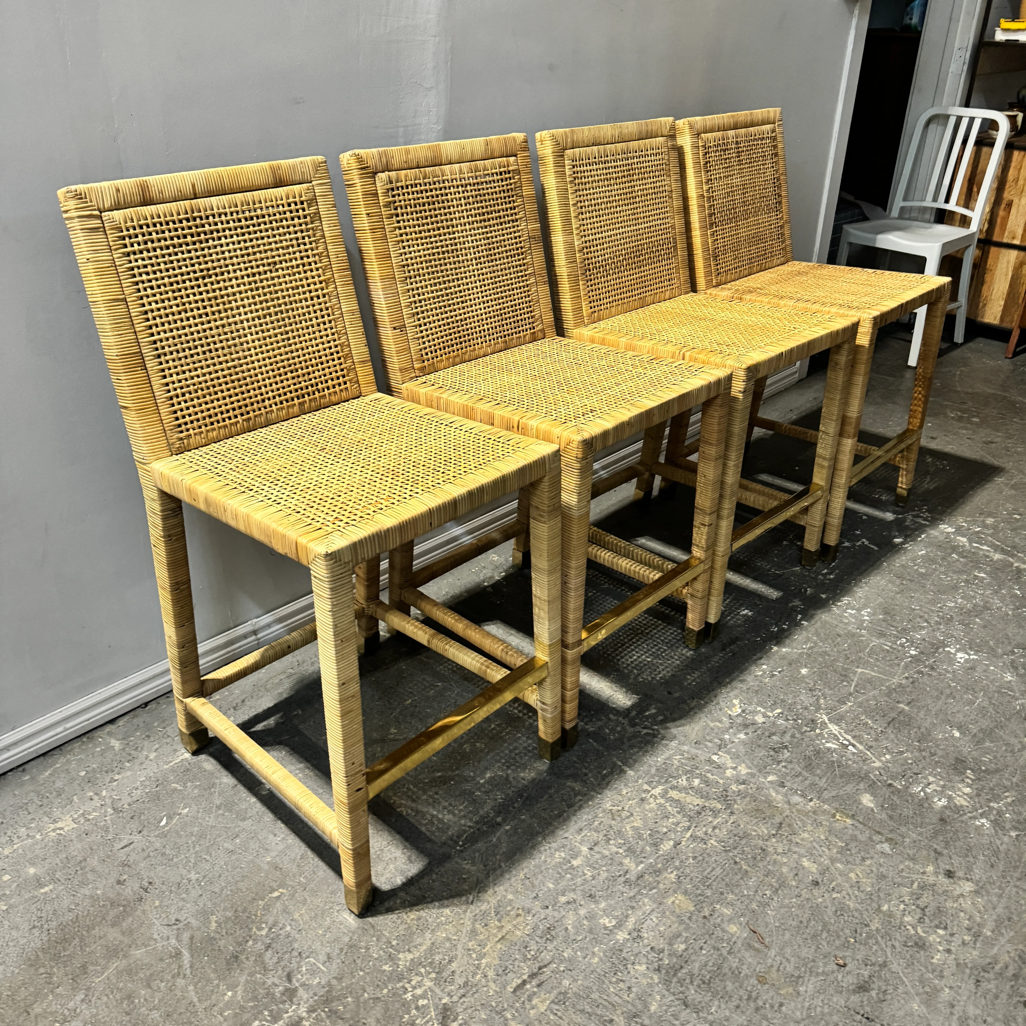 Serena and Lily Set of 4 Balboa Rattan Counter Stools - Image 3
