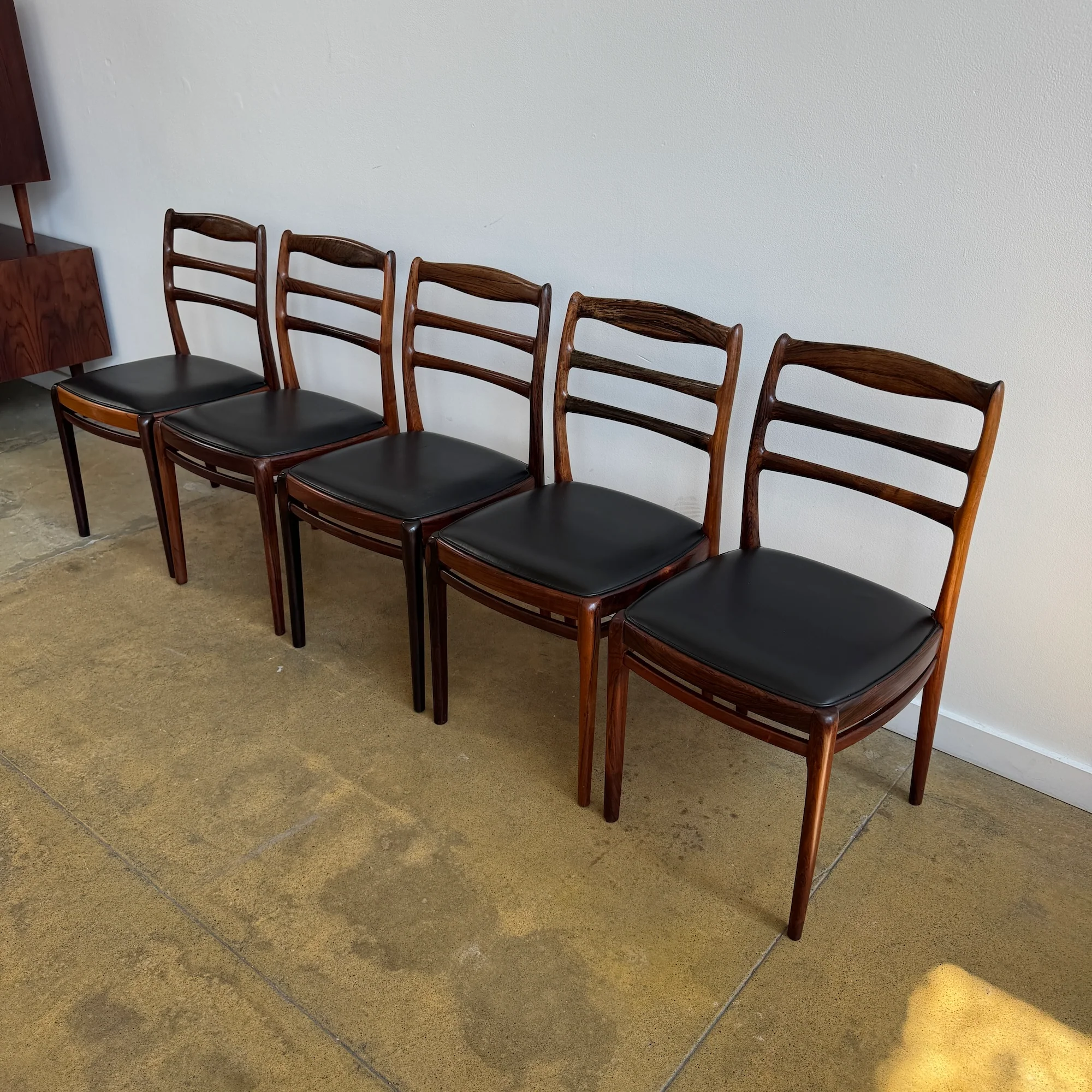 Set of 5 Danish Modern Rosewood Dining Chairs, 1960s - Image 3