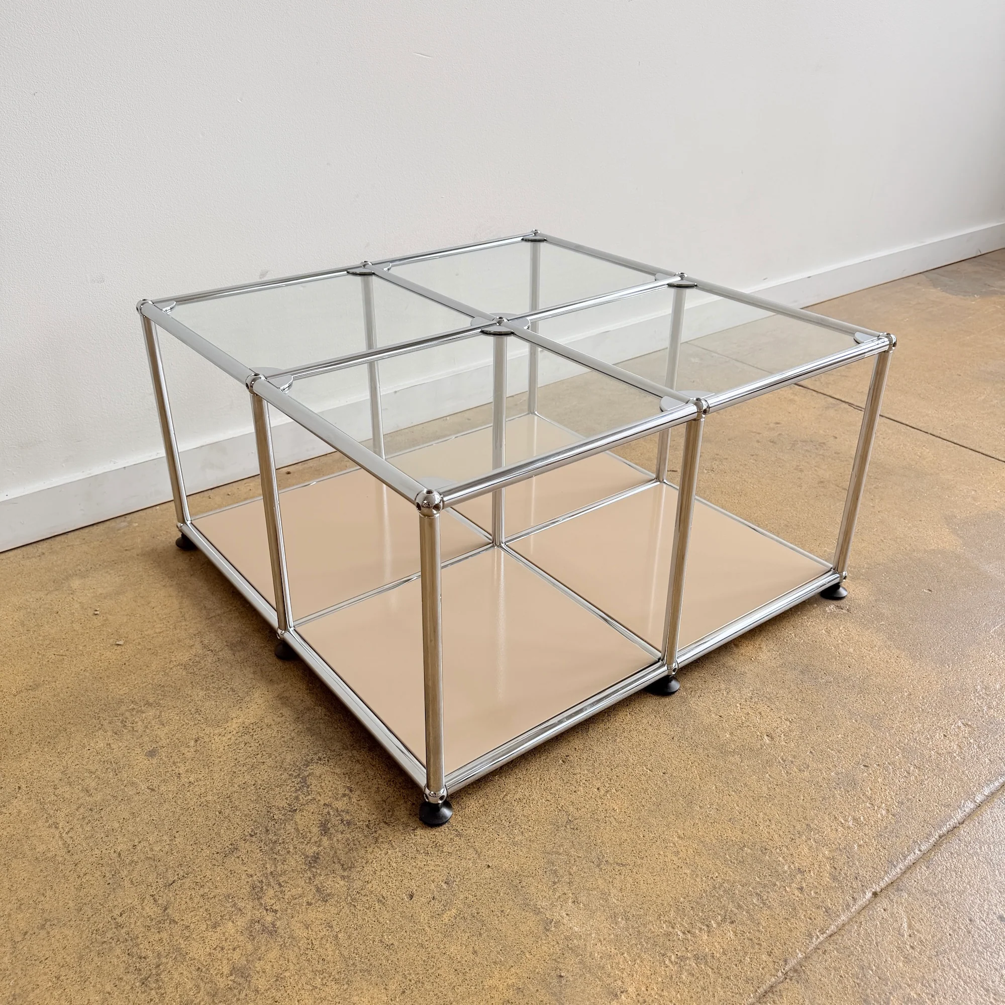 USM Haller Glass with Beige Panels Coffee Table (Like New) - Image 3