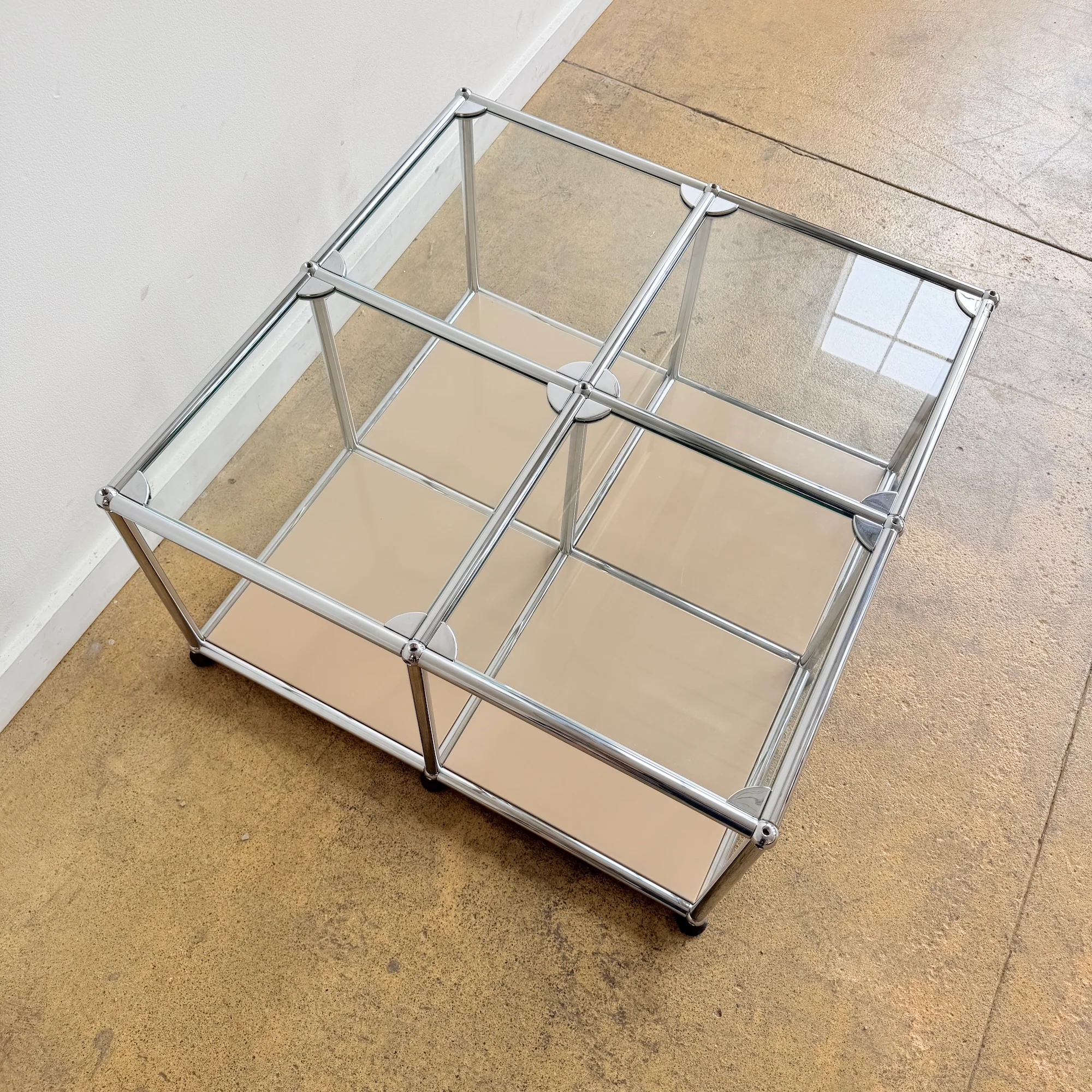 USM Haller Glass with Beige Panels Coffee Table (Like New) - Image 4