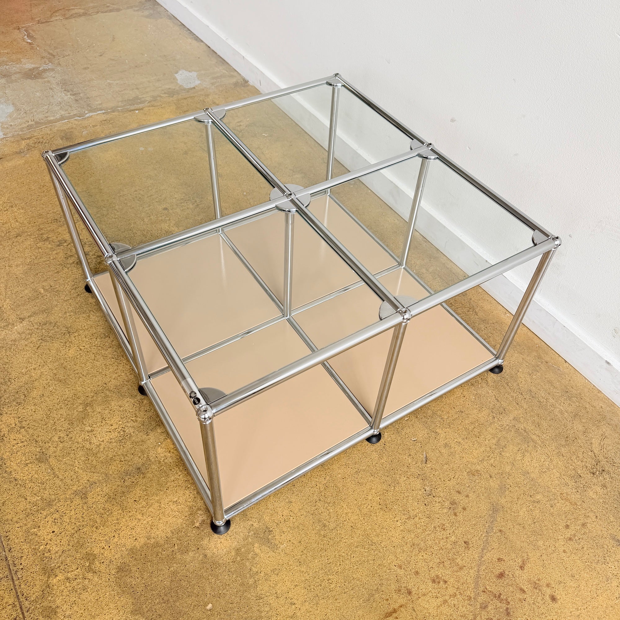 USM Haller Glass with Beige Panels Coffee Table (Like New) - Image 6