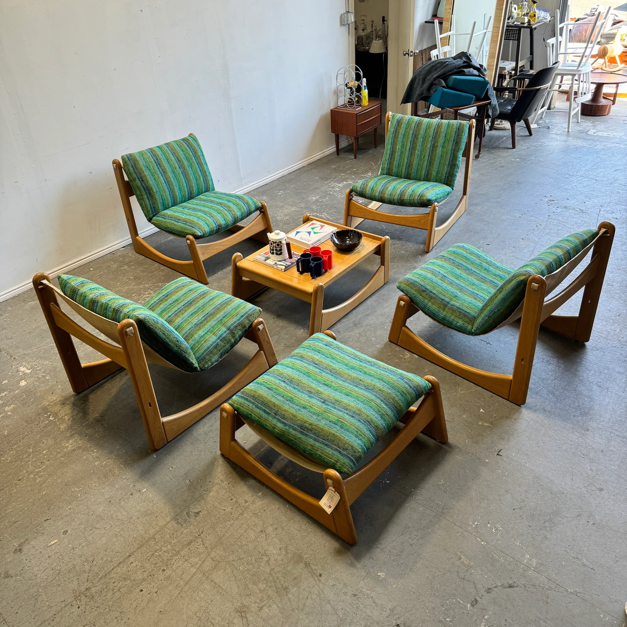 Vintage Brutalist set of 6 Living room set by Carl Straub, 1970s - Image 2
