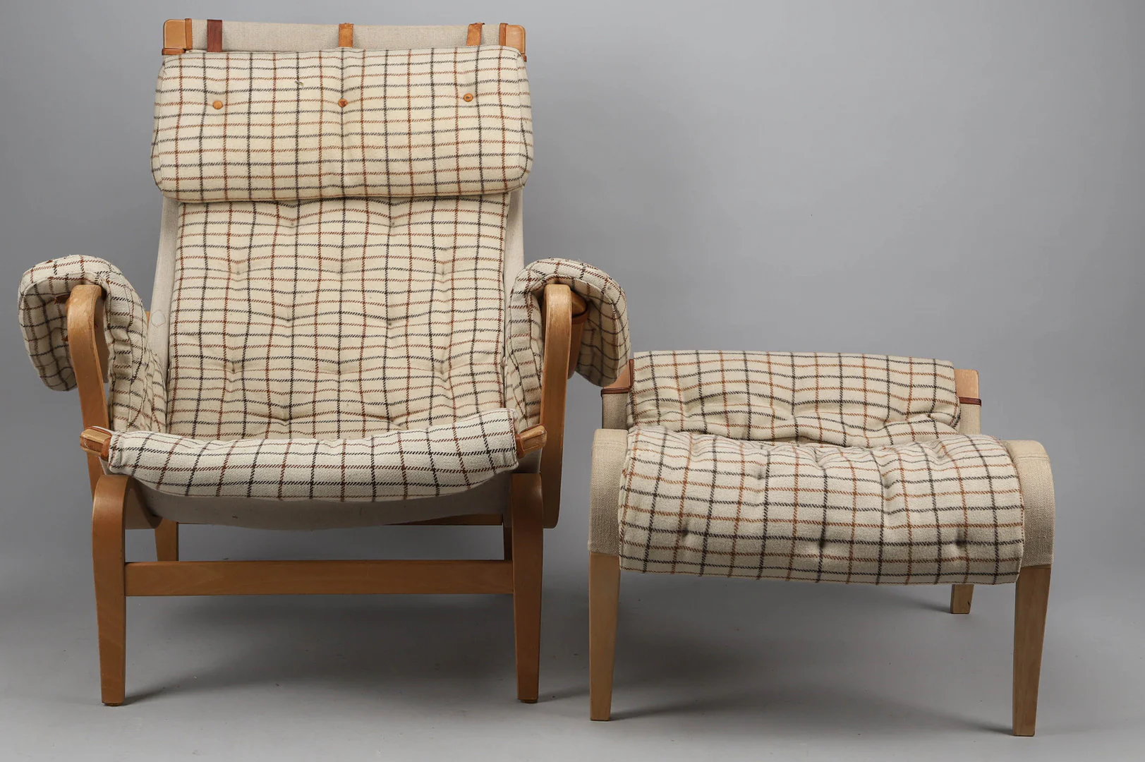 Vintage Pernilla Armchair & Stool by Bruno Mathsson for Dux, 1970s - Image 2