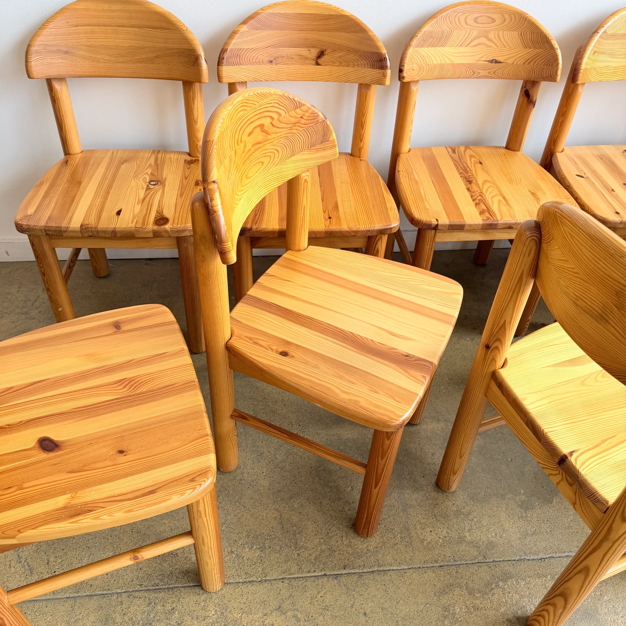 Vintage Rainer Daumiller Style Solid Pine 6 Dining Chairs, 1970s - Image 3