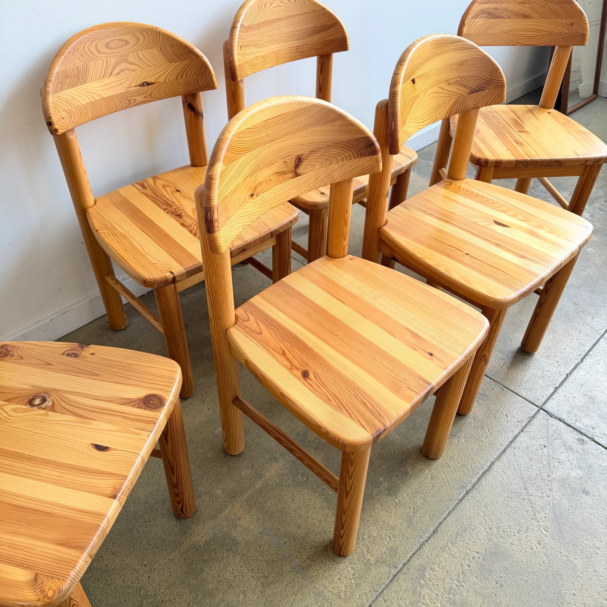 Vintage Rainer Daumiller Style Solid Pine 6 Dining Chairs, 1970s - Image 6