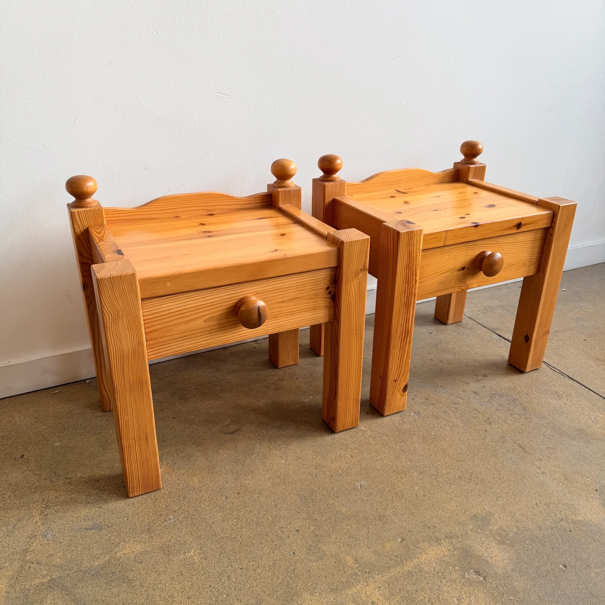 Vintage Swedish Solid Pinewood Nightstands - Image 3