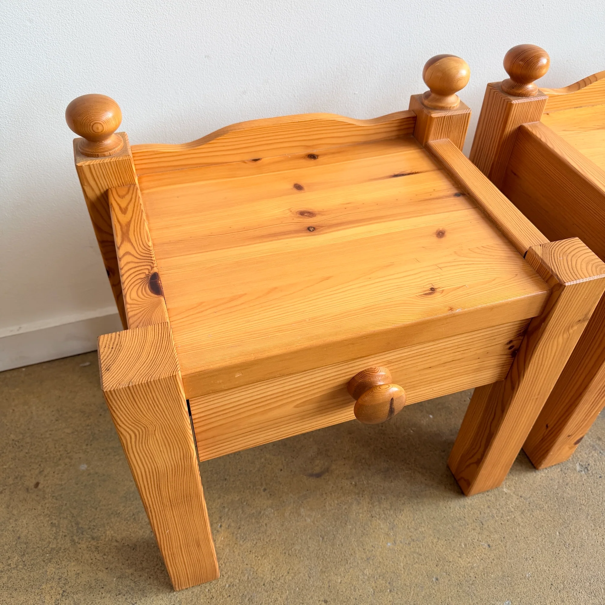 Vintage Swedish Solid Pinewood Nightstands - Image 4
