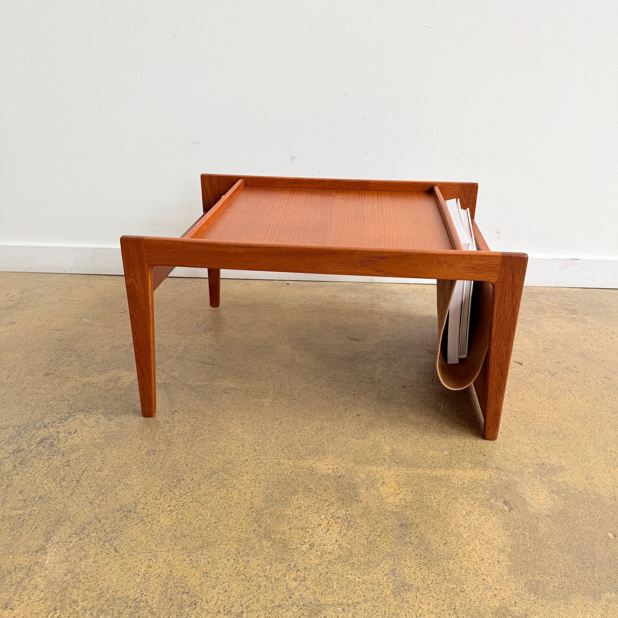 Vintage Swedish Teakwood Coffee Table with Magazine Holder by Yngvar Sandström