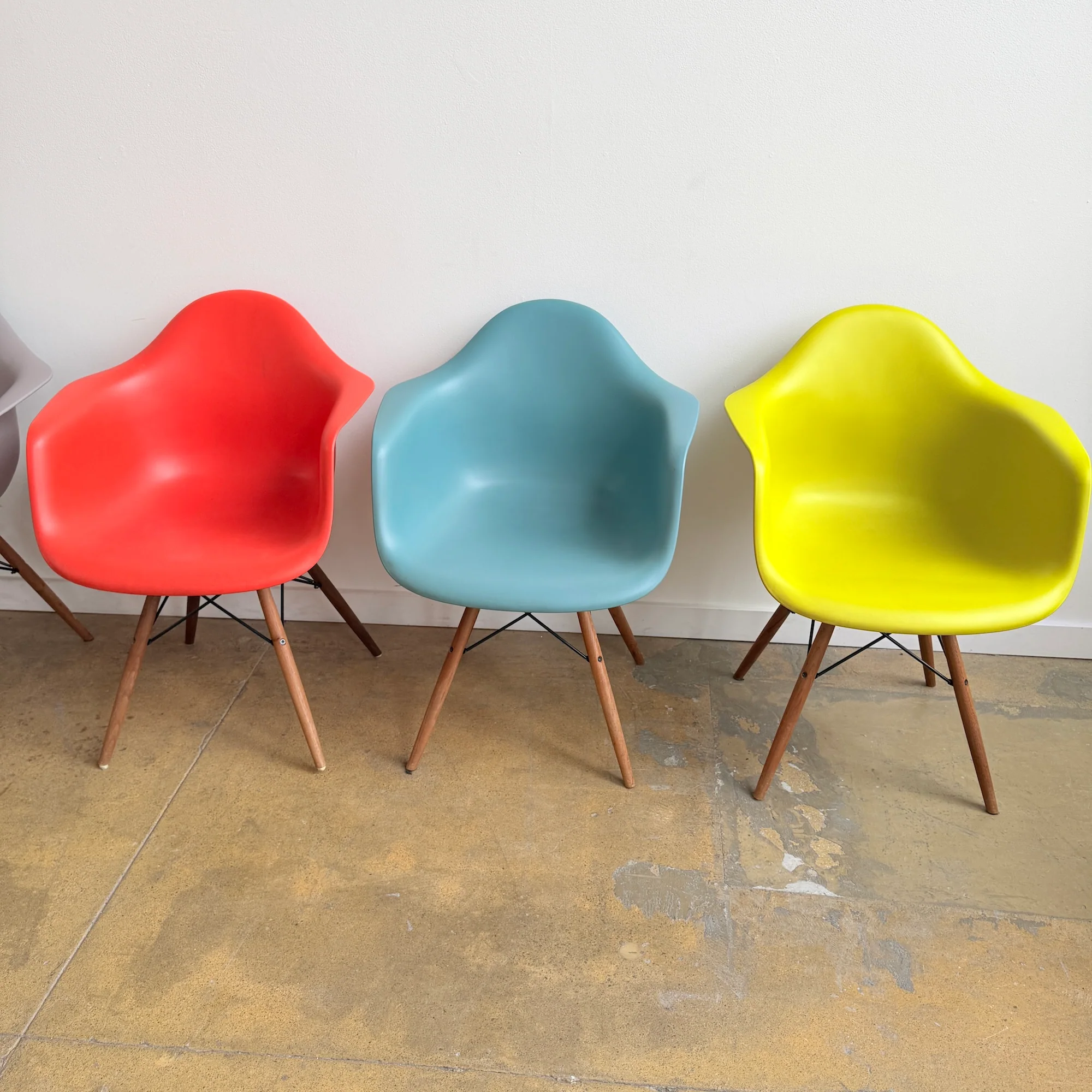 Vitra Eames Molded Plastic Armchair with Walnut Dowel Base - Set of 6 - Image 3